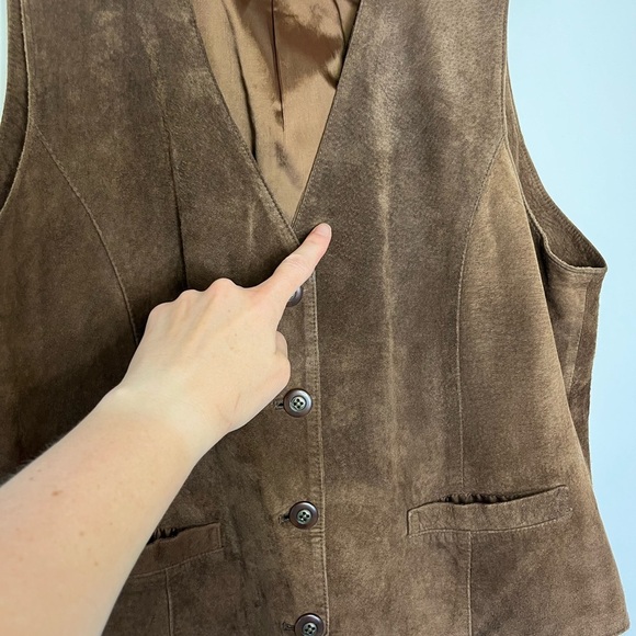 Vintage LL Bean Boho Chic Suede Vest Stagecoach Western Festival Top Womens Sz L - Picture 12 of 13